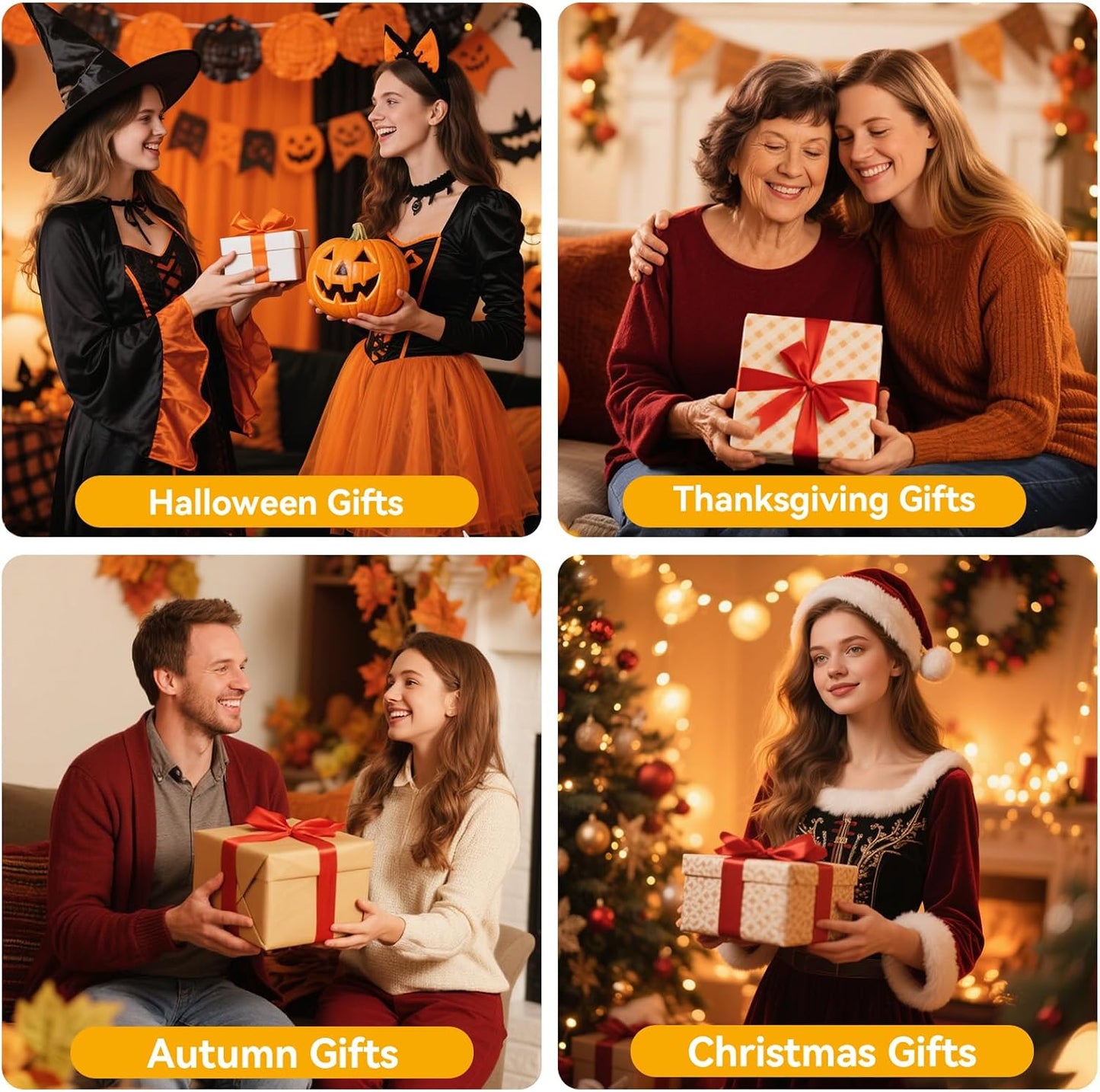 Maple Leaf Flameless Candles Set of 3, Fall Candles with Remote & Timer | Flickering Real Wax Pillar Candles Battery