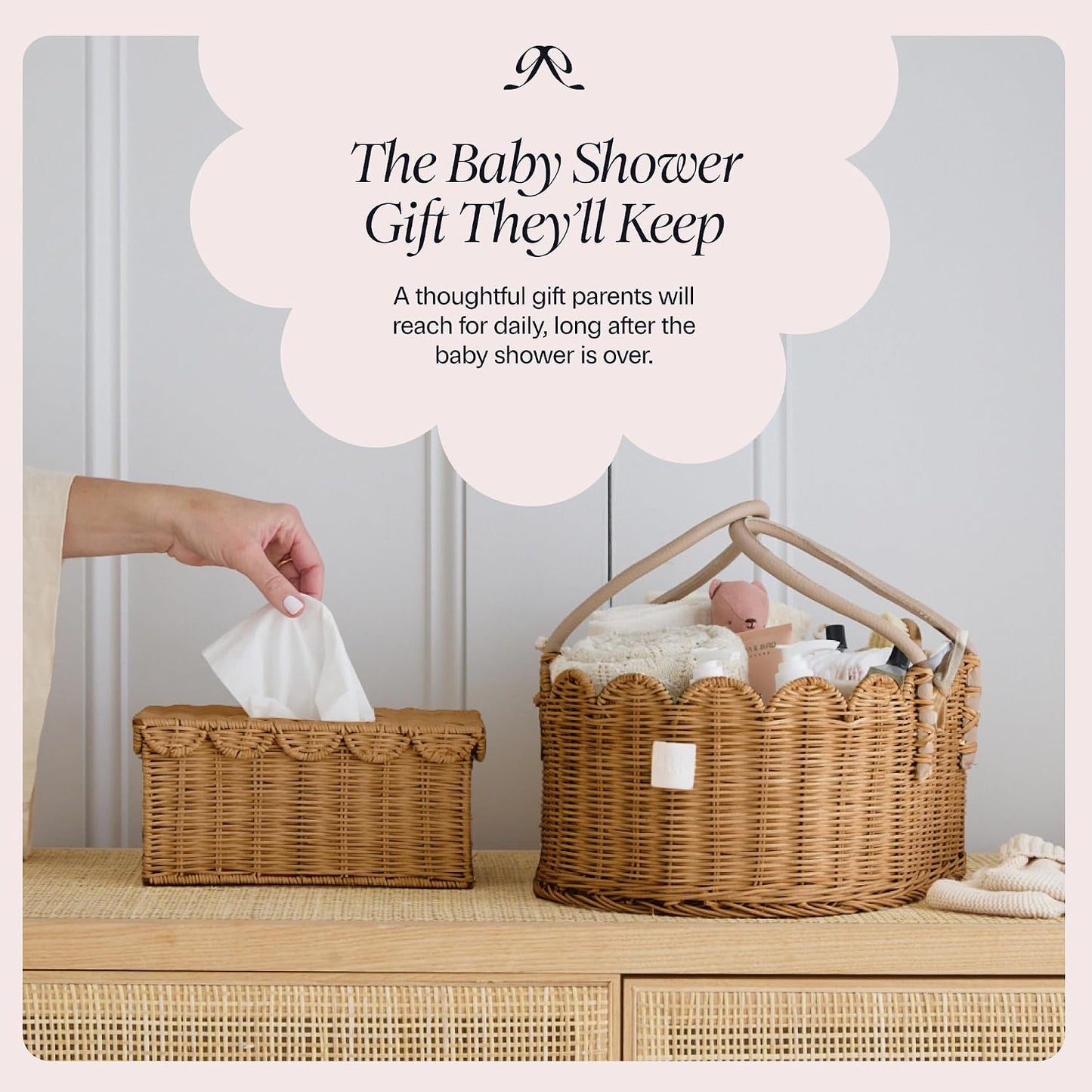 Rattan Tissue Box Cover Rectangle / Mocca / 8.6 x 5 x 4