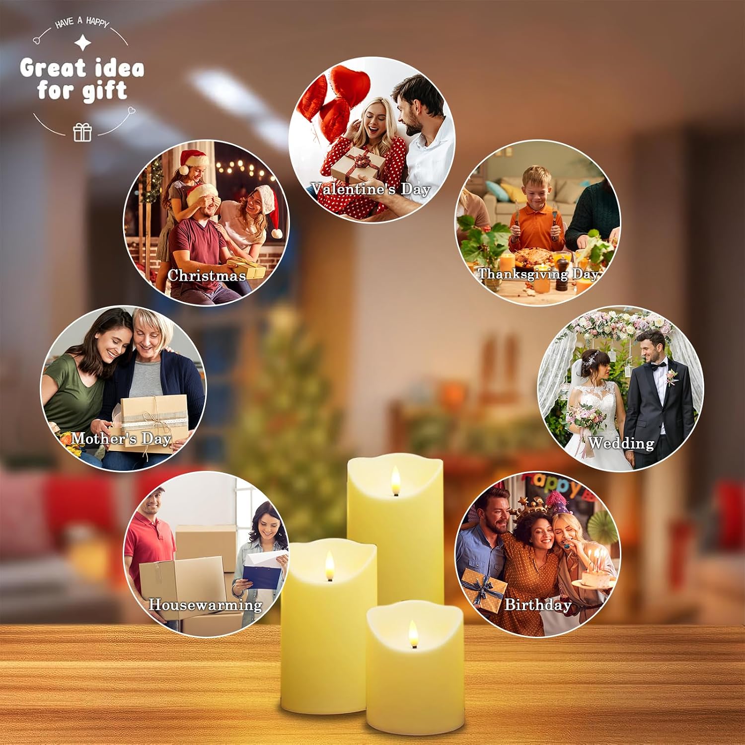 Fo32won Flameless Flickering Candles with Remote Timer, Set of 6 Ivory Led Battery Operated Candles for Home Decor Xmas