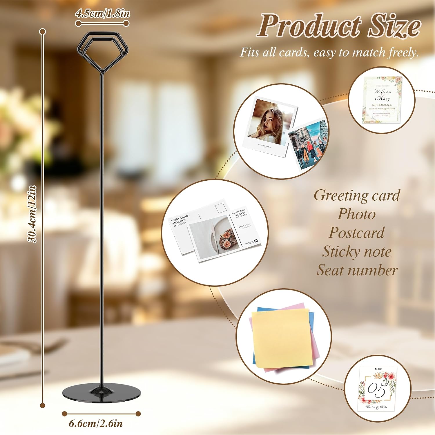 Urban Deco 16PK Table Number Holders 12 Inches Place Card Holder Metal Table Card Holders, Picture Holders For Tables