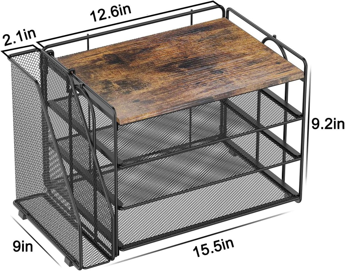 Spacrea 4 Tier Paper Organizer for Desk with File Organizer | Desk Organizers and Accessories Desk Accessories &
