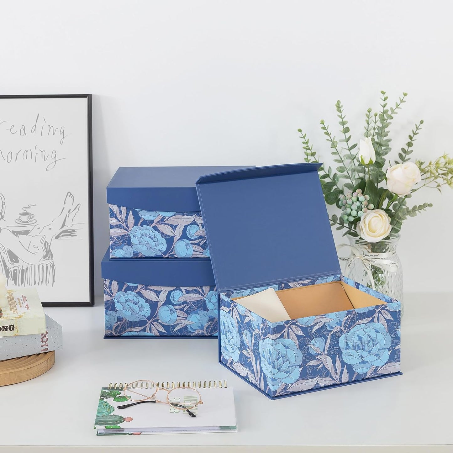Memory Keepsake Boxes / Manor Blue / Set of 3