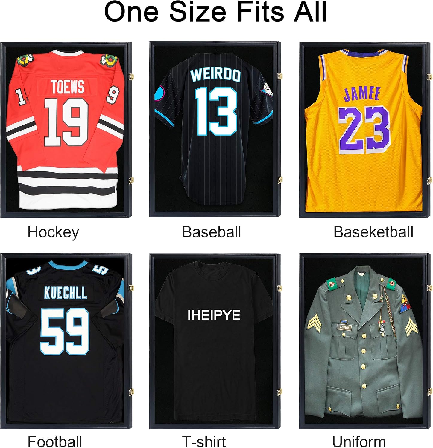 IHEIPYE Jersey Display Frame Case Lockable, Large Sport Jersey Shadow Box with UV Protection Acrylic and Hanger for