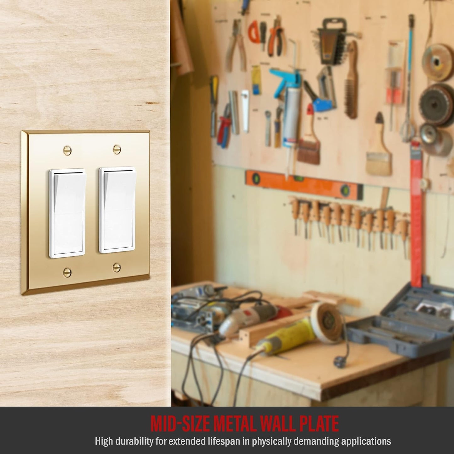 ENERLITES Dual Decorator Switch or Receptacle Metal Wall Plate, Stainless Steel Outlet Cover, Corrosion Resistant