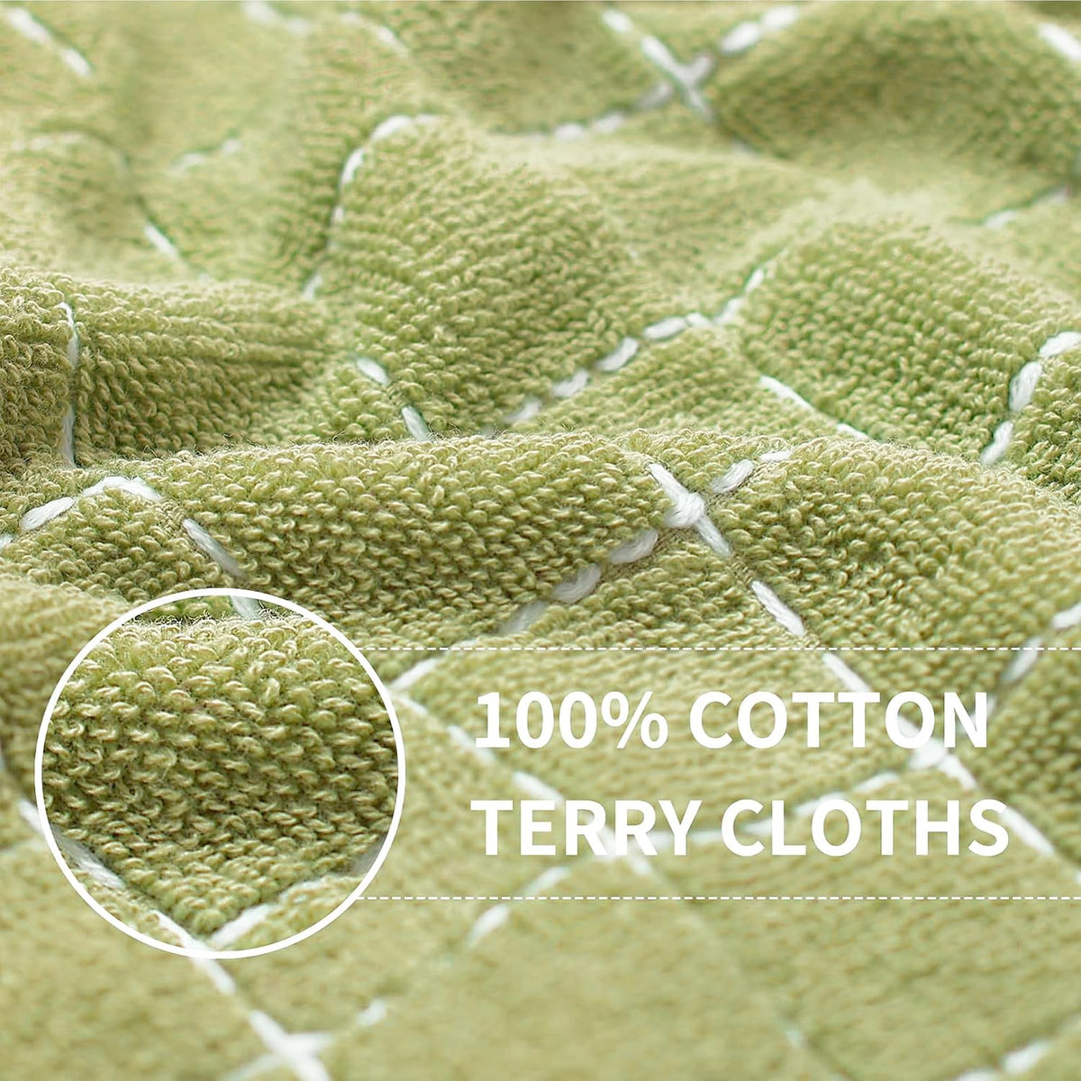 Homaxy 100% Cotton Terry Kitchen Towels, 12 Pack, Sage Green | Ultra Soft and Absorbent Dish Towels for Kitchen
