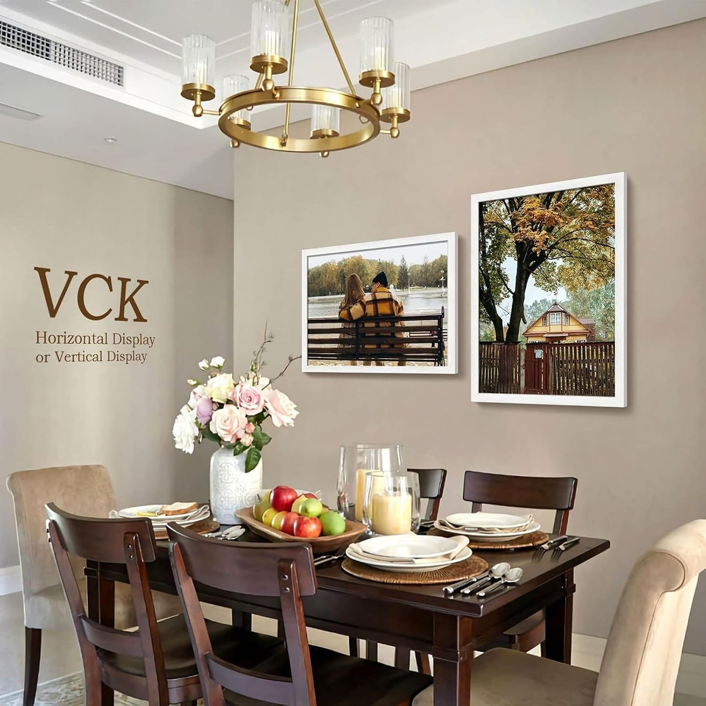 VCK 20x28 Poster Frame Solid Wood White 3 Pack Picture Frames 20 x 28 Inches with Wall Mounting Hanging