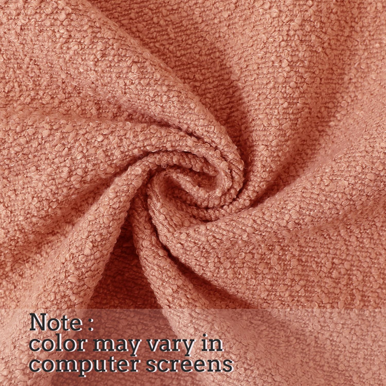 Decorative Square Thick Throw Pillow Covers Fine Textured Boucle / Coral Pink / 18 x 18 / Set of 2