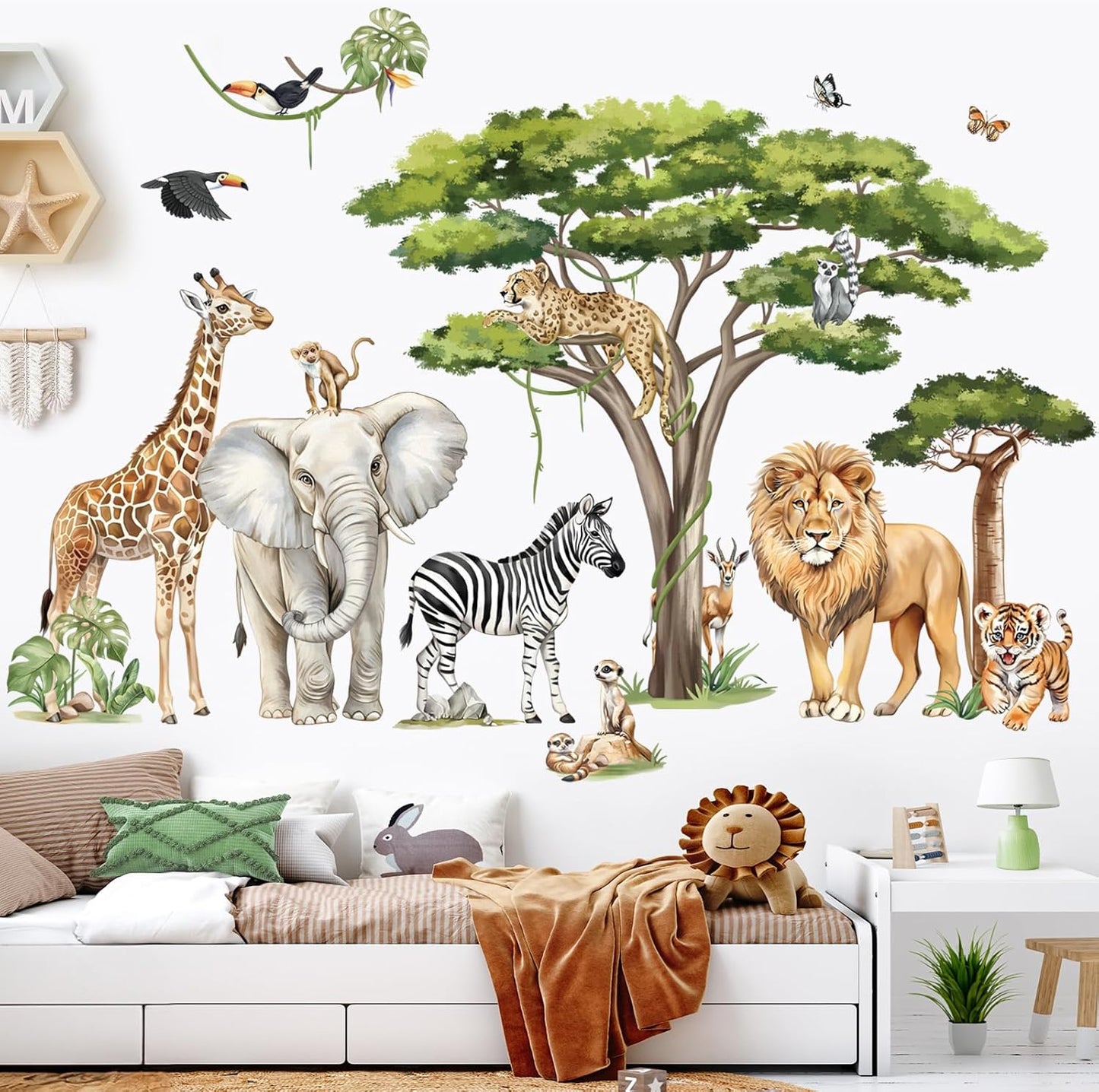 Large Safari Animals Tree Wall Stickers Jungle Animals Giraffe Elephant Lion / Safari Animals XXL