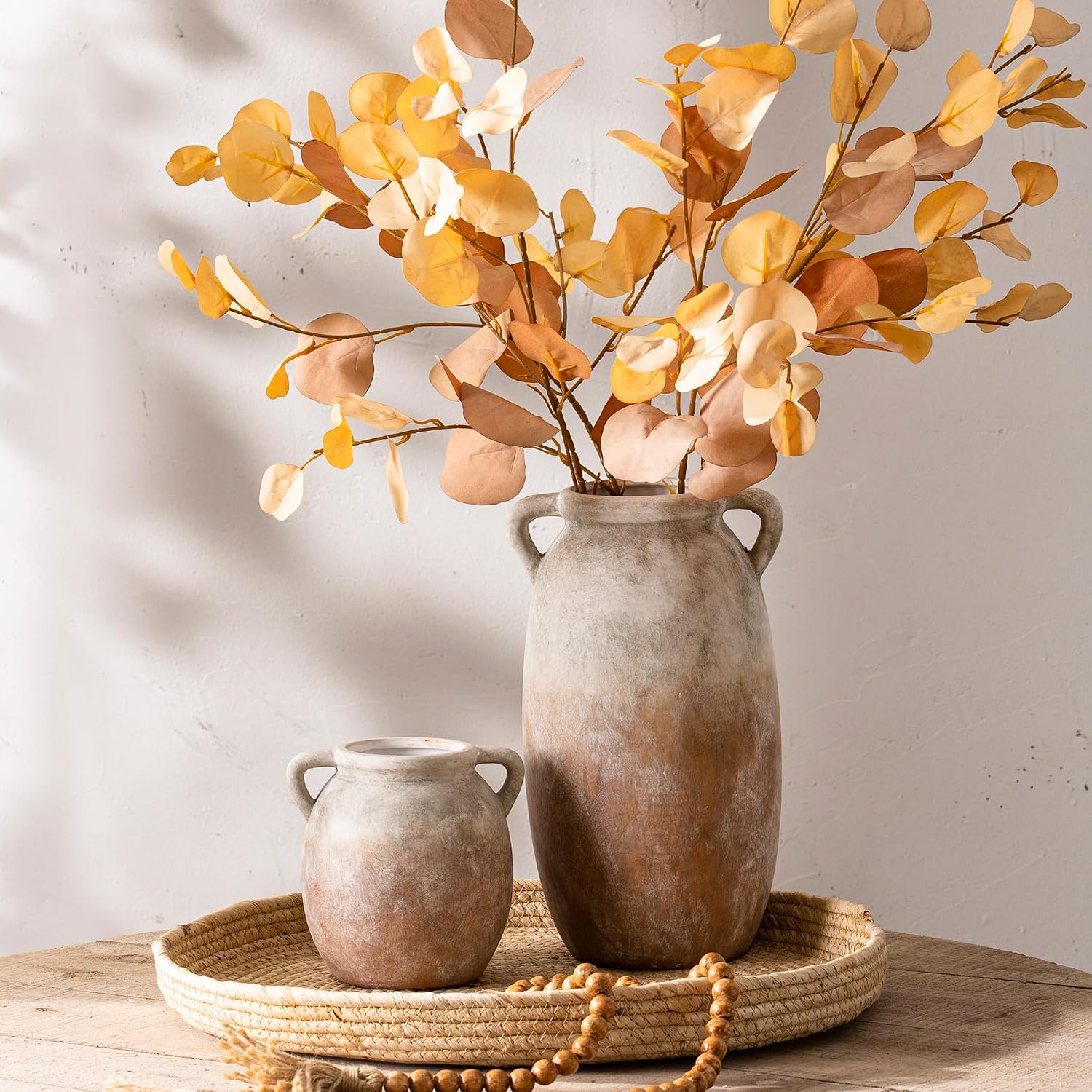 Ceramic Flower Small Vase Farmhouse Rustic Vase Decorative Pottery Terracotta / Aged Terra / 6 Inch