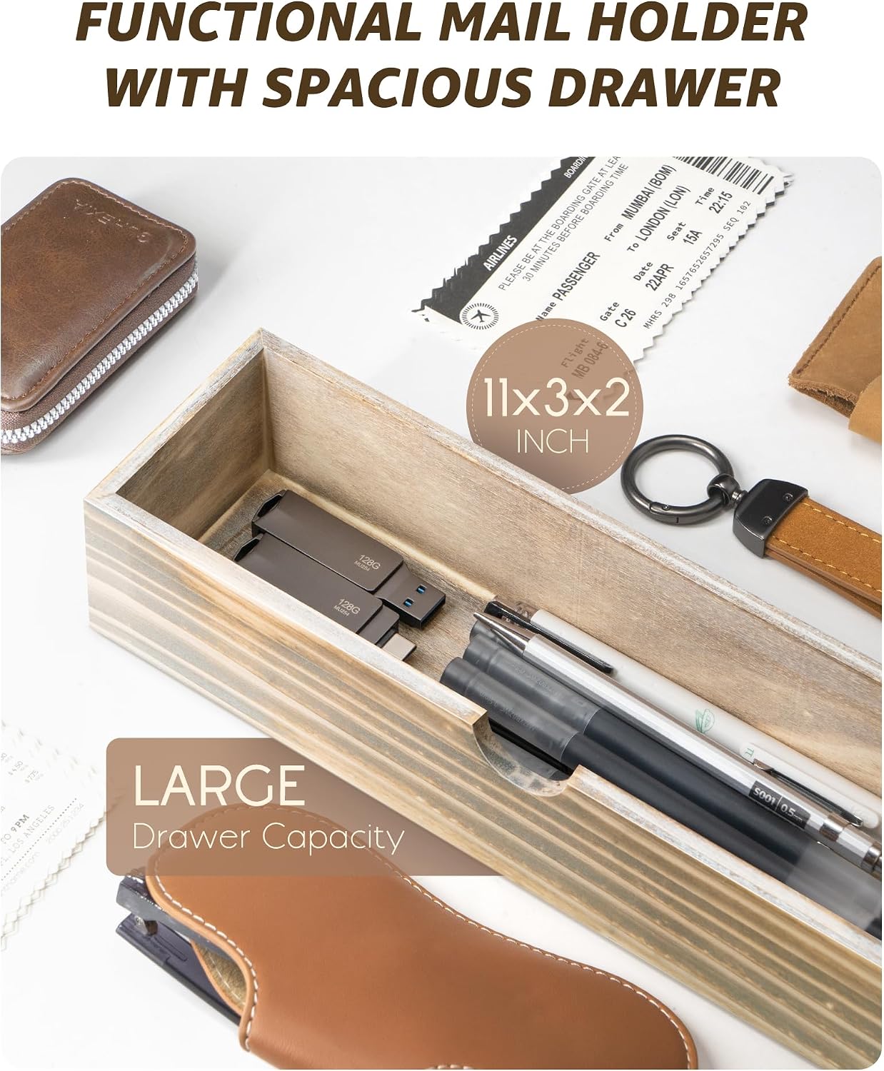 Farmhouse Mail Organizer Wall Mount / Natural