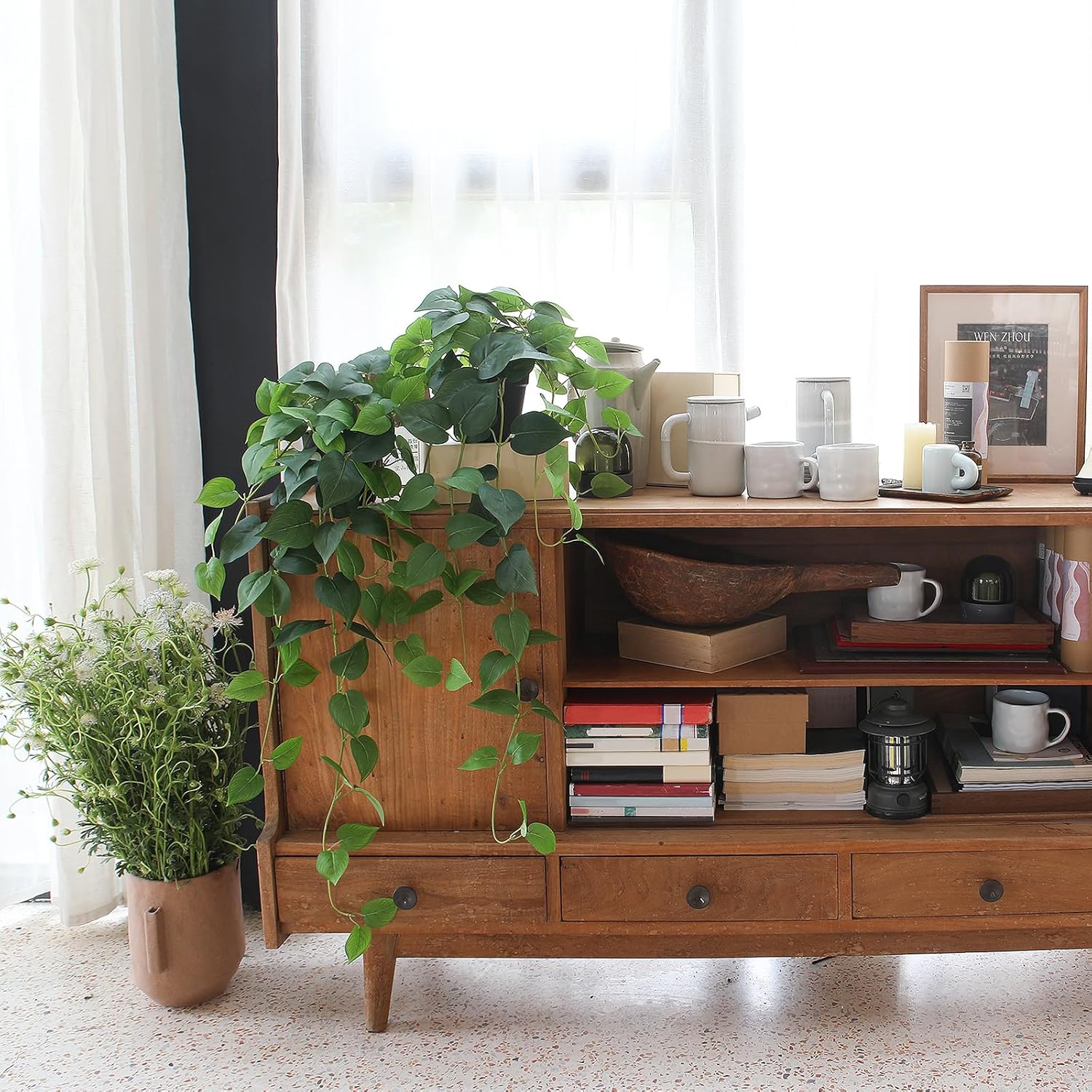 Fake Pothos Hanging Plants / Green Pothos / Set of 2