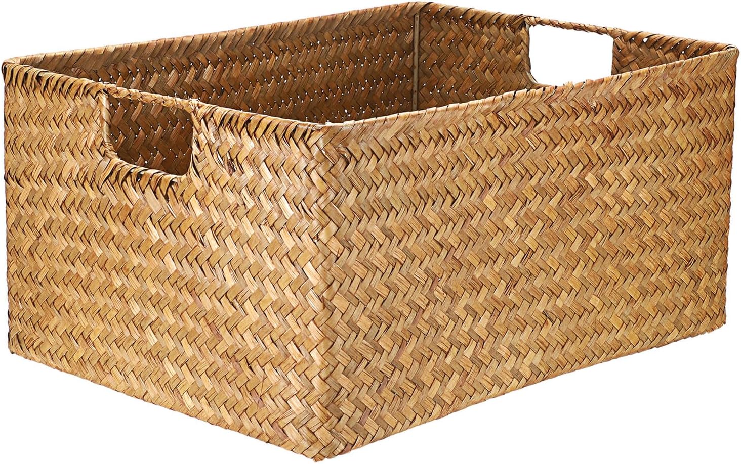 Seagrass Storage Baskets Bin / 16.1 x 11.8 x 7.7 / Large / Caramel