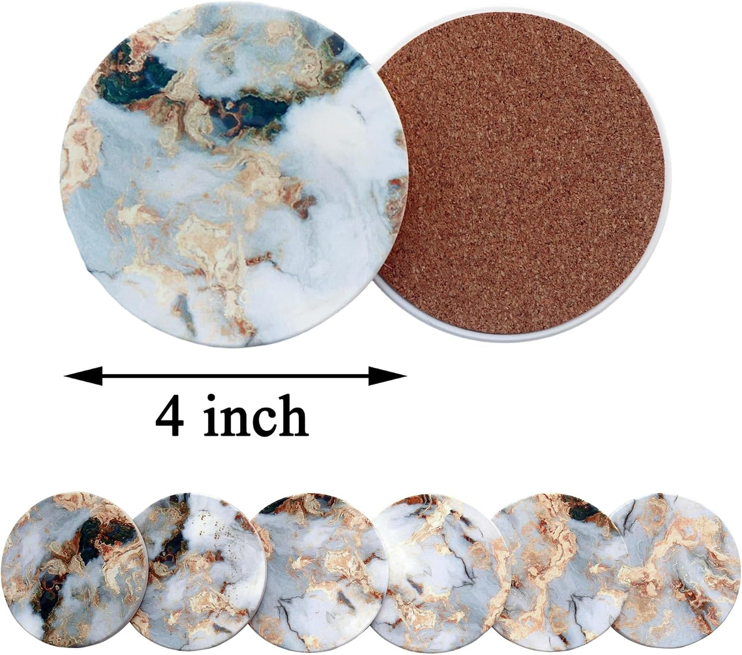 Holder Absorbent Drink Coaster Set Outdoor Round Abstract Table Decorative / White Gold