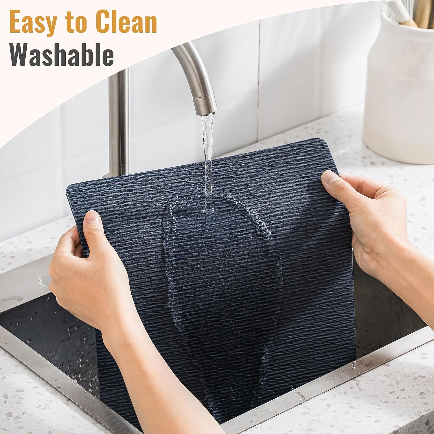 Jovono Faux Leather Placemats Set of 8, Waterproof Washable Table Mats, Easy-Clean Heat Resistant Kitchen Vinyl Place
