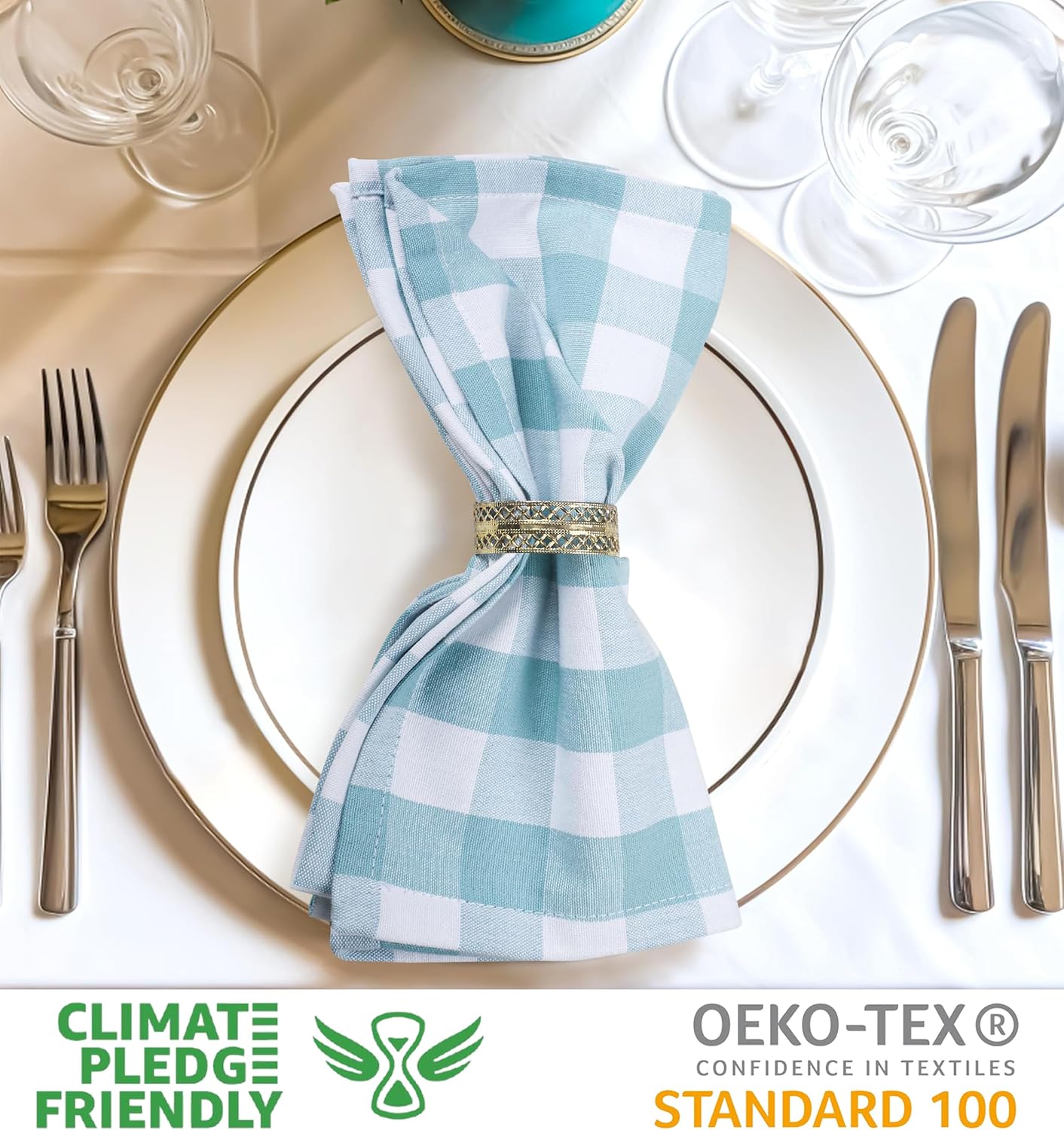 Urban Villa Cloth Napkins Cotton 20x20 (Set of 6) Aqua
