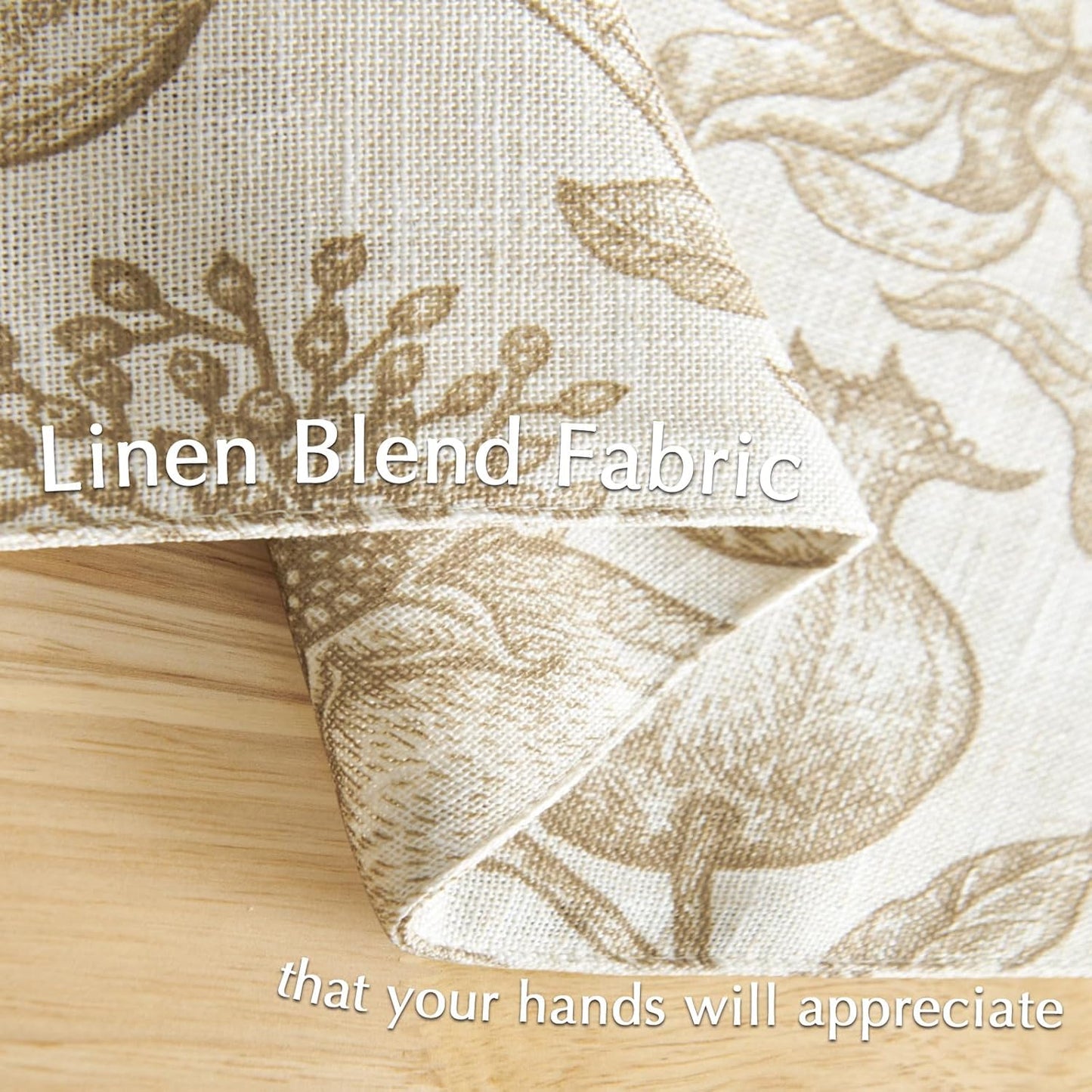 JINCHAN Linen Placemats Set of 4 Farmhouse Botanical Print 13x19 Inch Tan | Fabric Placemats, Cottage Style, Botanical