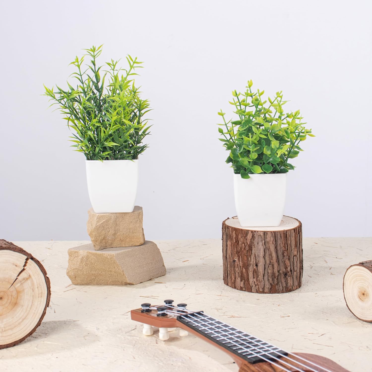 Small Artificial Eucalyptus Potted Plants / Green / Set of 6