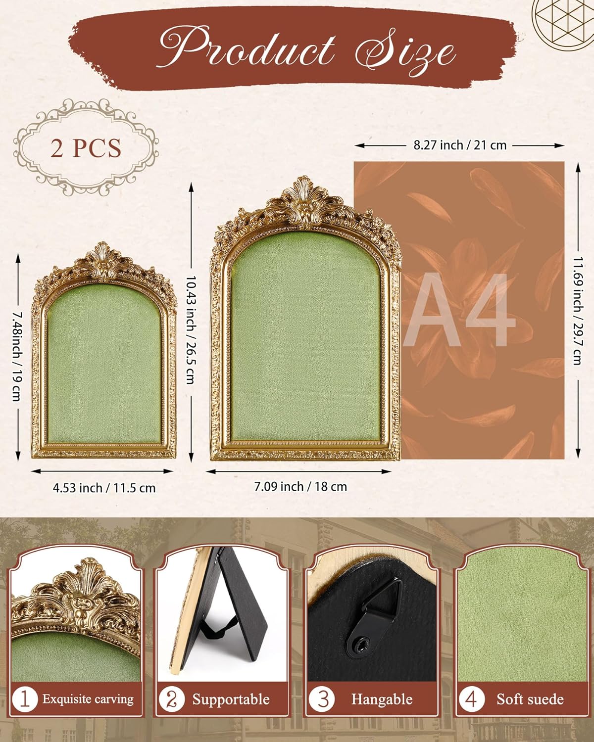 Gold Jewelry Display Stand Vintage Jewelry Frame 10 / Green / Large,small / Elegant / Set of 2