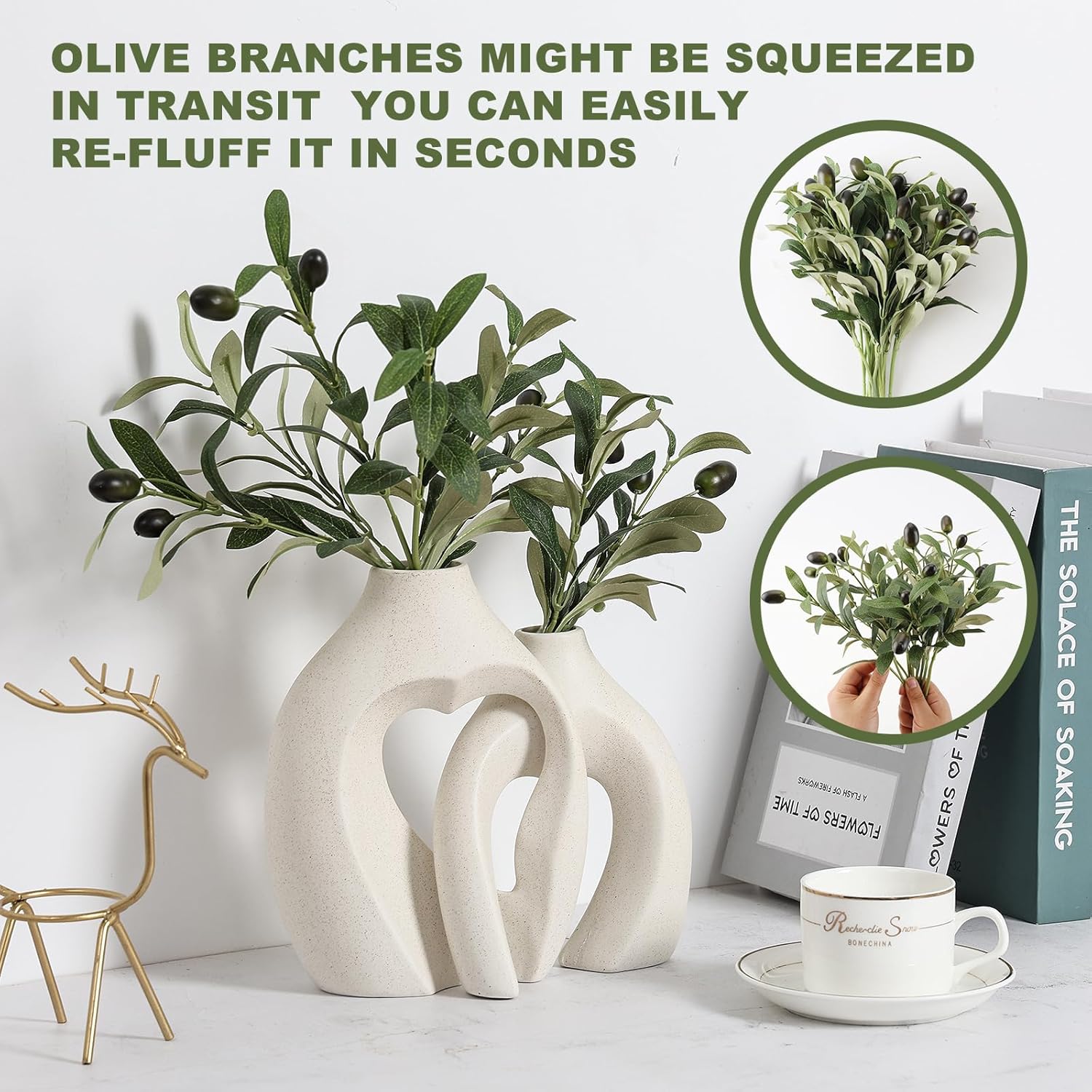 Faux Olive Leaves Stems 10" Tall Artificial Plants Olive Tree Branches for Small / 10in / Set of 50