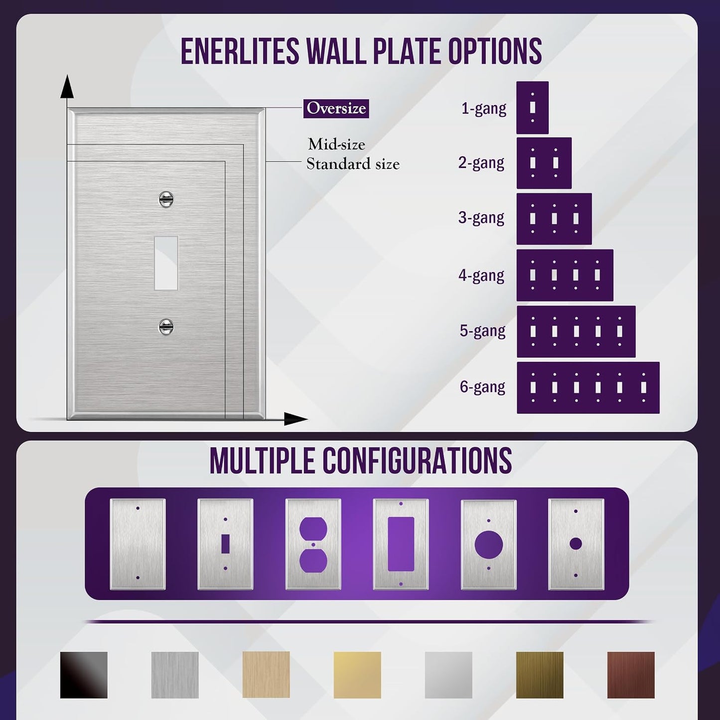 ENERLITES Toggle Light Switch Metal Cover Plate, Stainless Steel Wall Plate, Corrosion Resistant, Oversized 1-Gang 5.5"