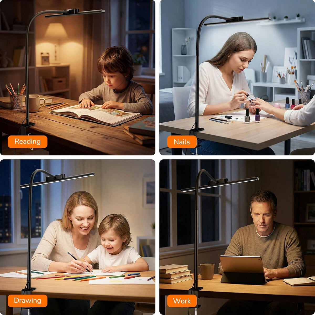Lepro Led Desk Lamp for Home Office, Desk Light with Clamp, 11W 700LM Black | Clip on Task Light, Eye Caring 25