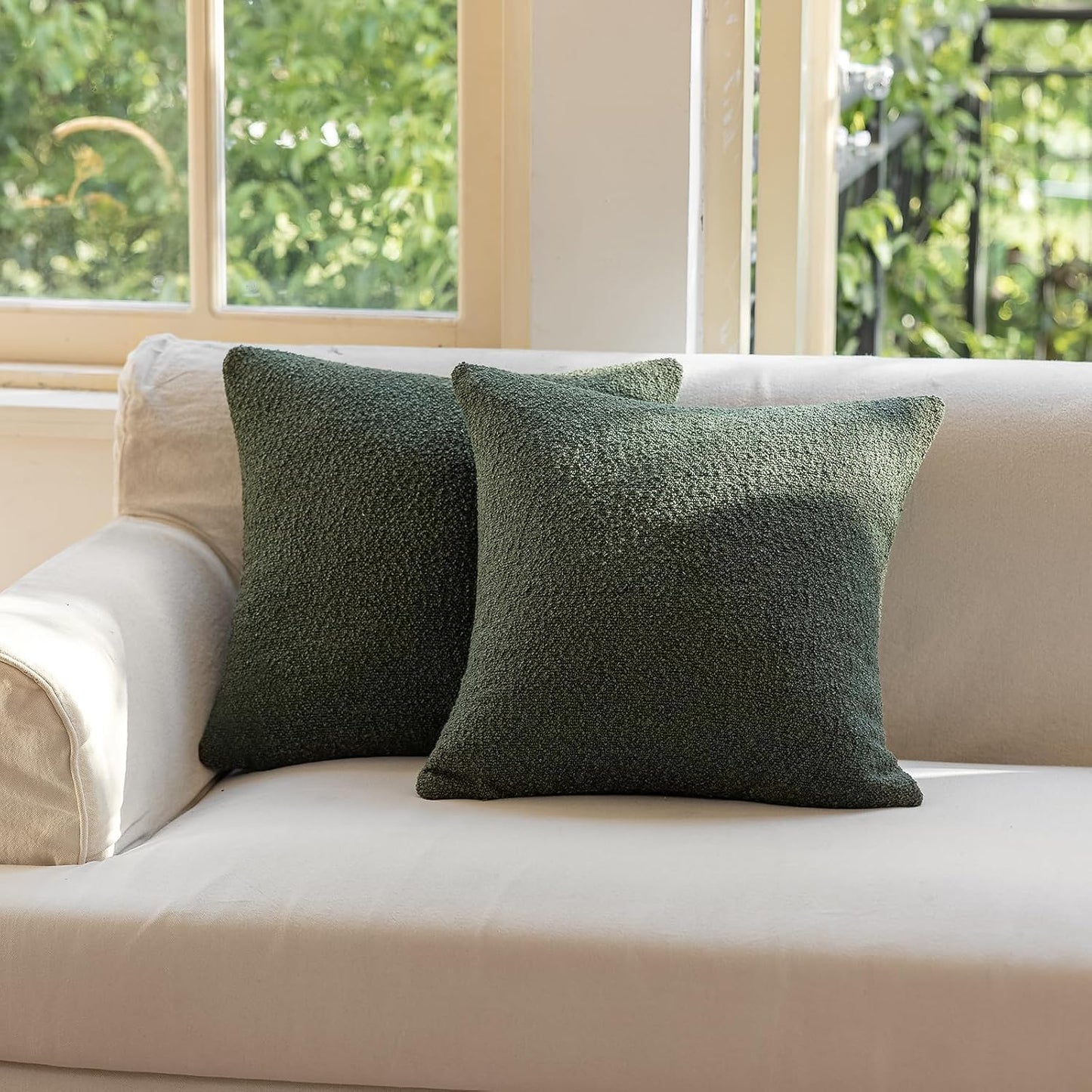 Decorative Throw Pillow Covers / Olive Green / 18 x 18 / Set of 2