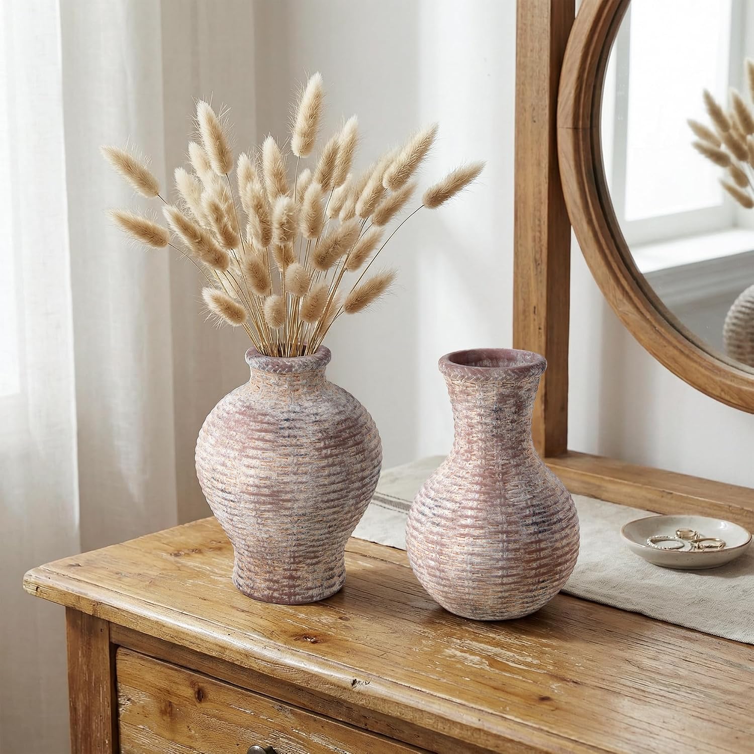 Flower Vase 6.5" Ceramic Vase Small Vase Flower Vases Vases Home Decor / Terra / White / Set of 2