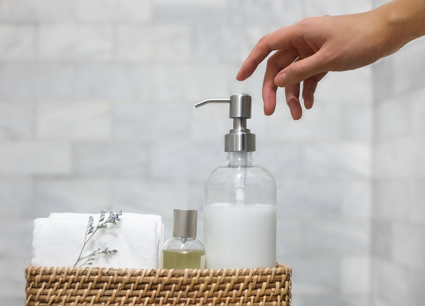2-Pack Dispenser Pump Bottles for Kitchen and Bathroom - Dish Soap, Hand Soap, Shampoo, Lotion, Mouthwash, and More