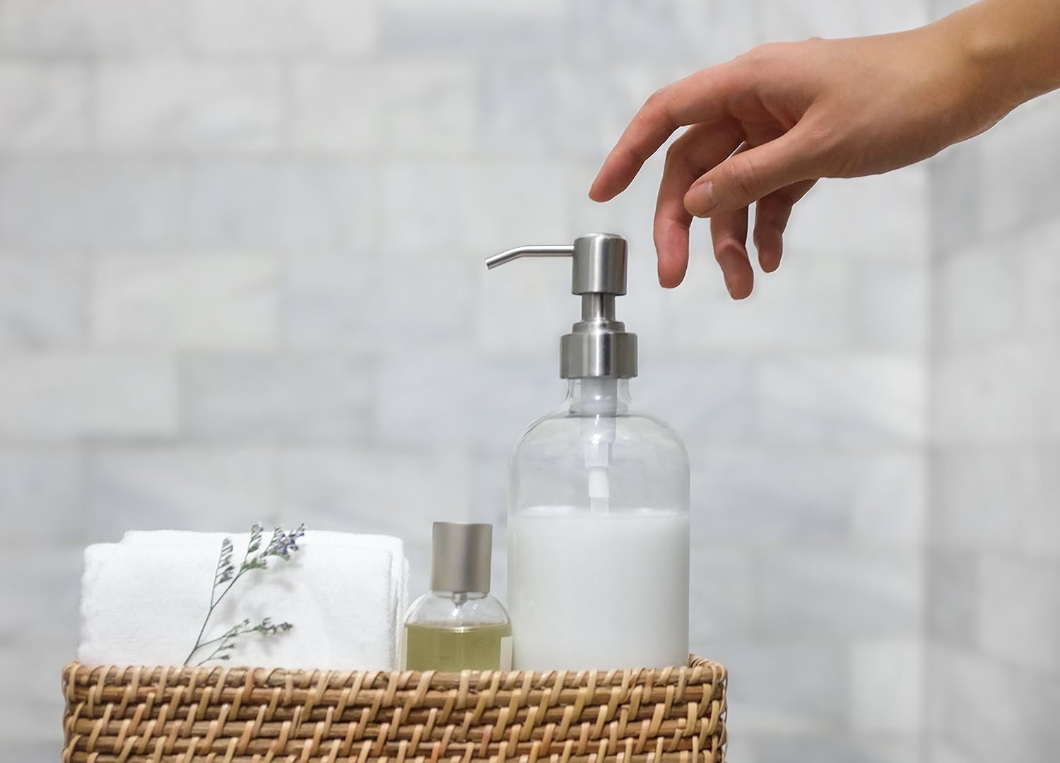2-Pack Dispenser Pump Bottles for Kitchen and Bathroom - Dish Soap, Hand Soap, Shampoo, Lotion, Mouthwash, and More