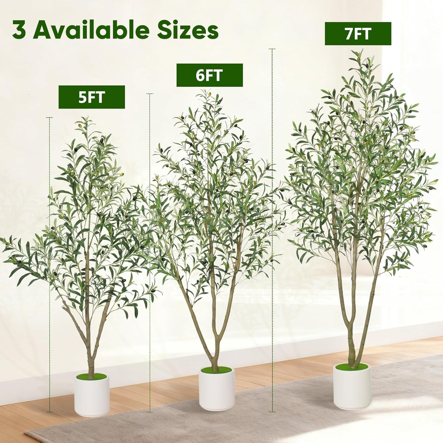 Planter / Faux Olive Tree Olive Trees Artificial Indoor / White / 5 ft