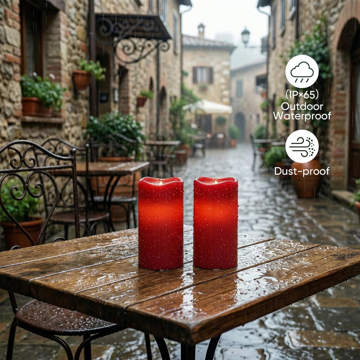 Amagic 3"x6" Red Flameless Candles with Remote, Christmas Candles Battery Operated with Timer, Waterproof LED Pillar