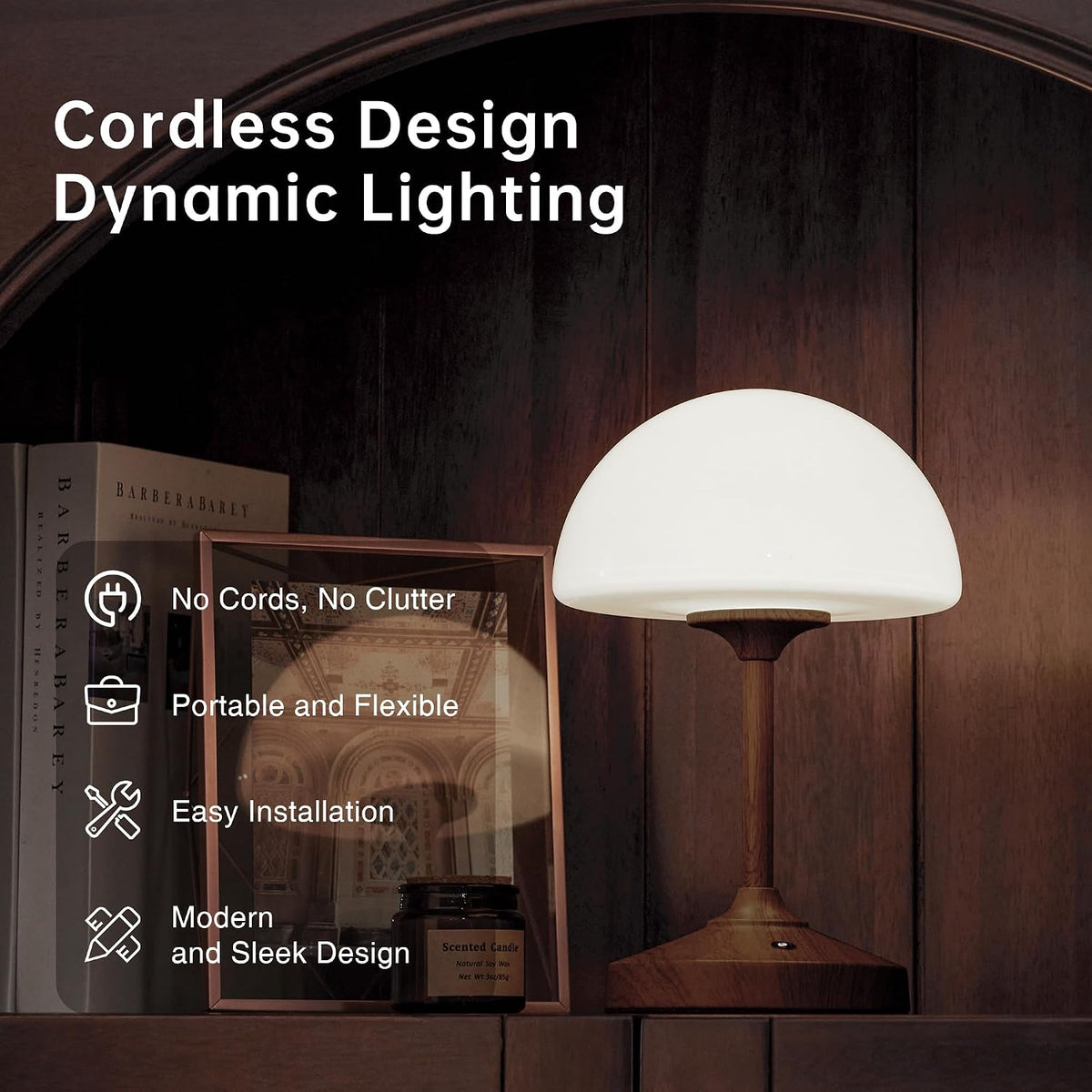 Mushroom Lamp Cordless Lamp Table Lamp,Outdoor Waterproof Shower Lamps,5000mAh Rechargeble Battery Operated Dimmable