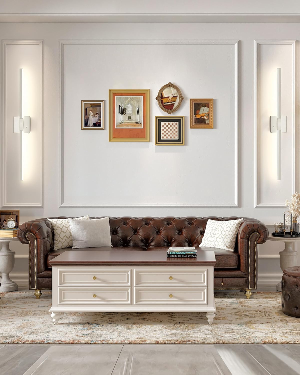 Rayogale Nickel Battery Operated Wall Sconce with Remote Control 32 Inch | 3000/4500/6000K Dimmable 8000mAh Wireless