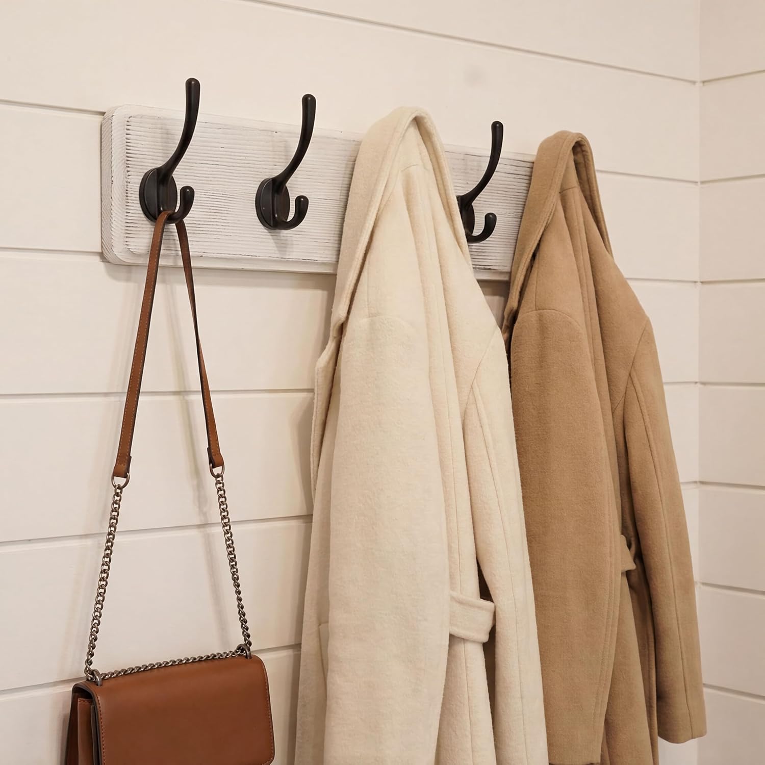 WEBI Coat Rack Wall Mounted,Coat Hooks Wall Mount,16" Hole to Hole,Large Coat Hanger Wall,5 Hooks for Hanging