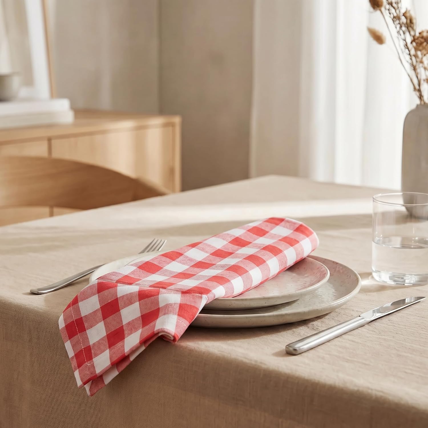 Urban Villa Cloth Napkins Cotton 12x12 (Set of 12) Red