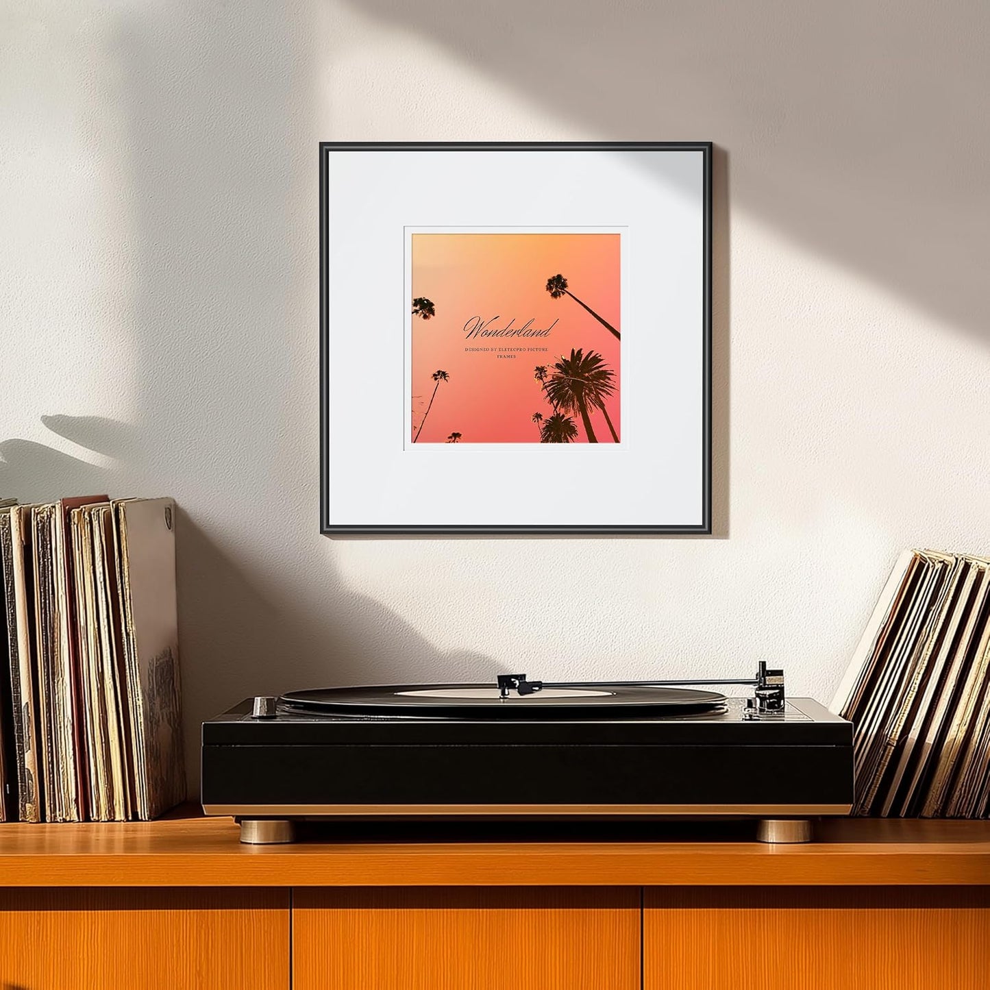 eletecpro Vinyl Record Frame, 12.5 x 12.5 in, for Double LP, Black, 2 Pack | Fits 12 and 7 in LP Cover, Includes Mat