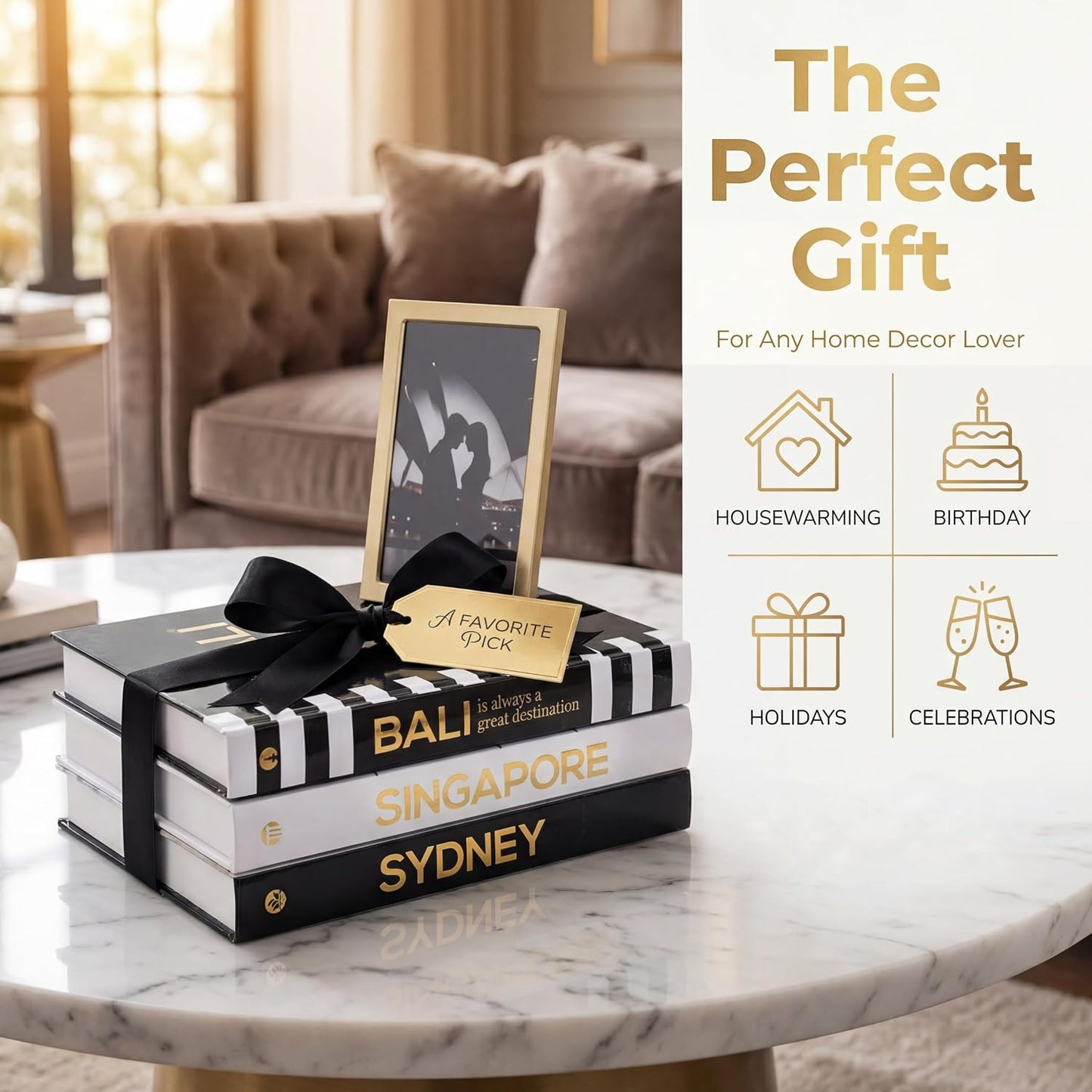 Decorative Books / Gold Foiled Decor Books / Black