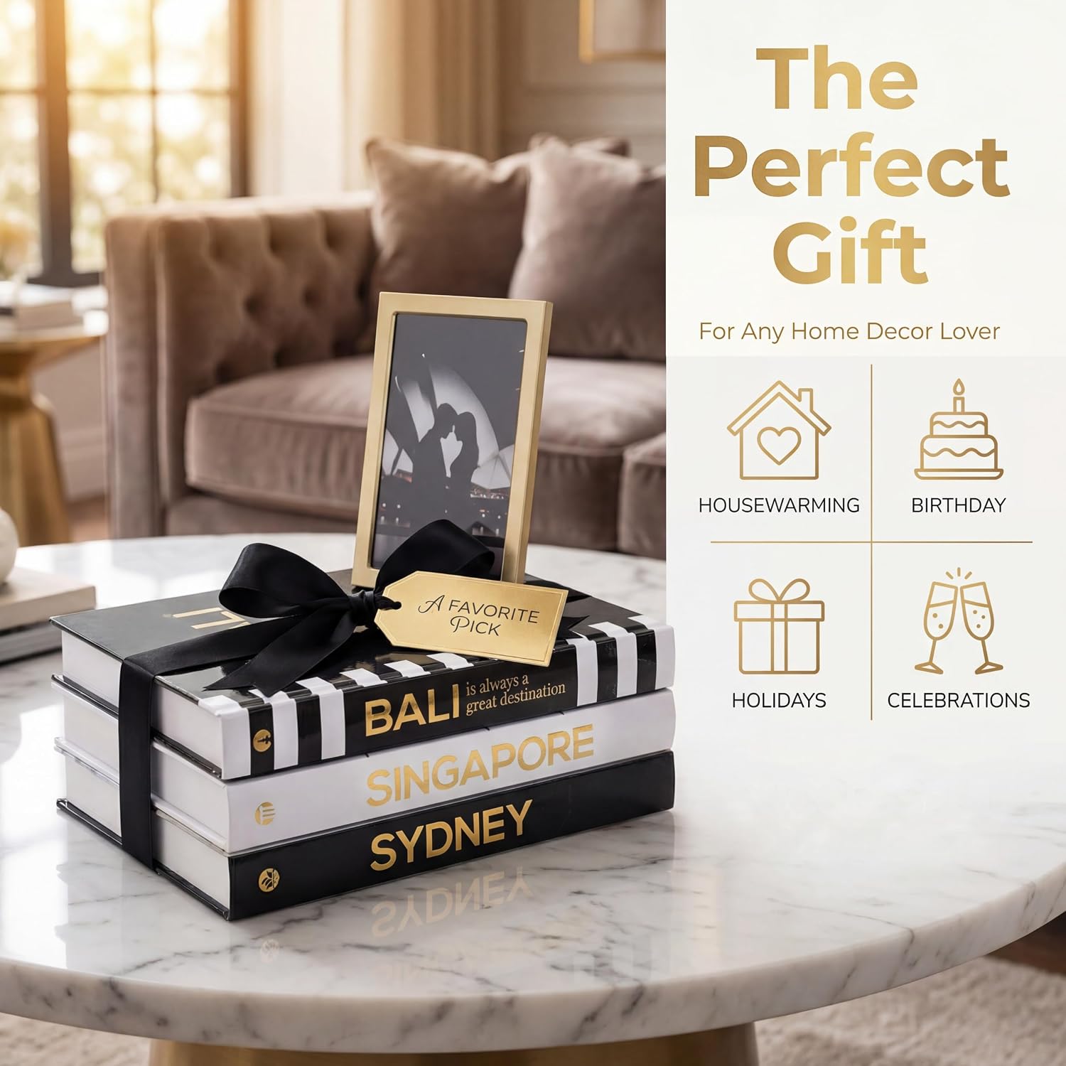 Decorative Books / Gold Foiled Decor Books / Black