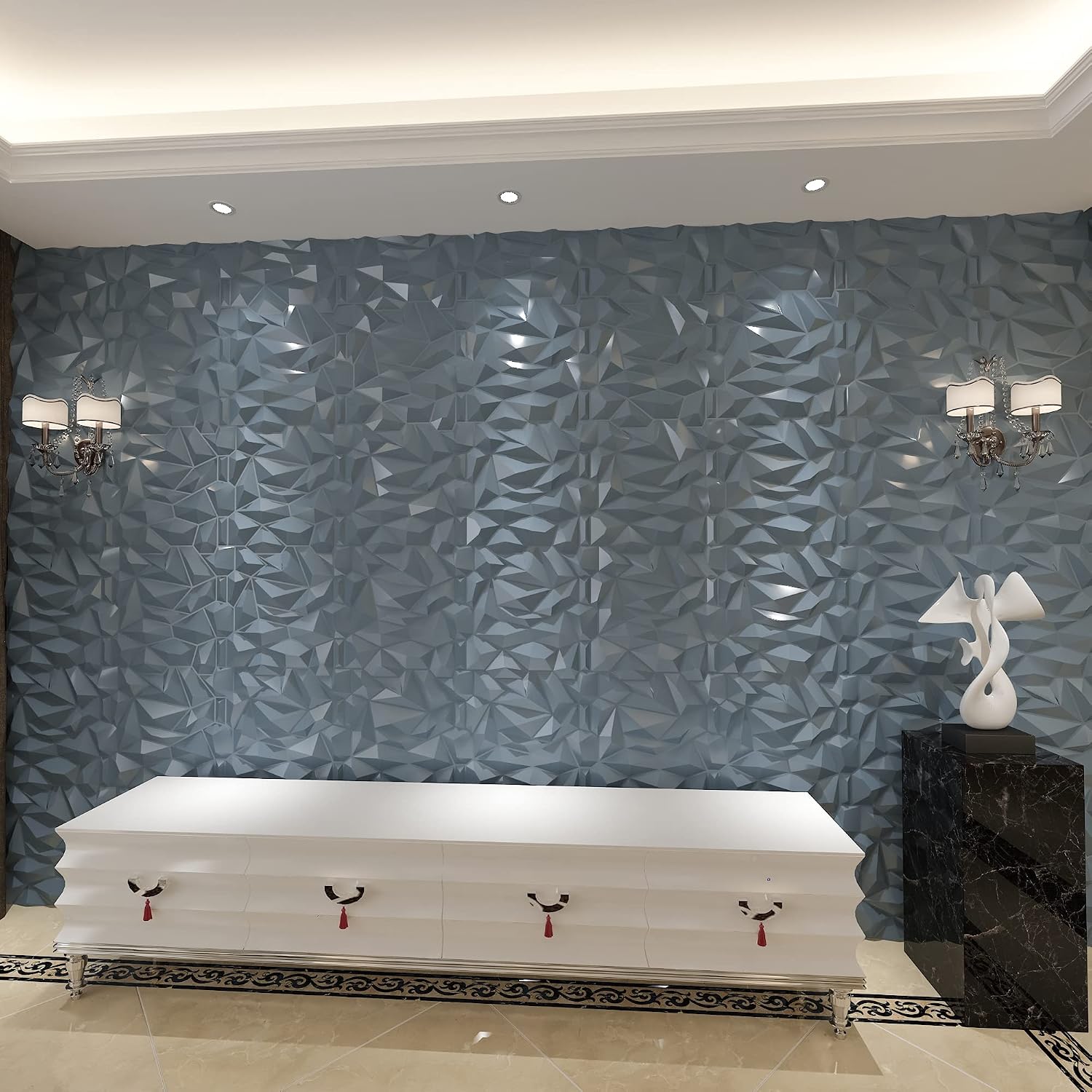 Art3d Decorative 3D Wall Panels 19.7" x 19.7" (Pack of 12), Wall Panels for Home, Office, Coffee Shop, Gray