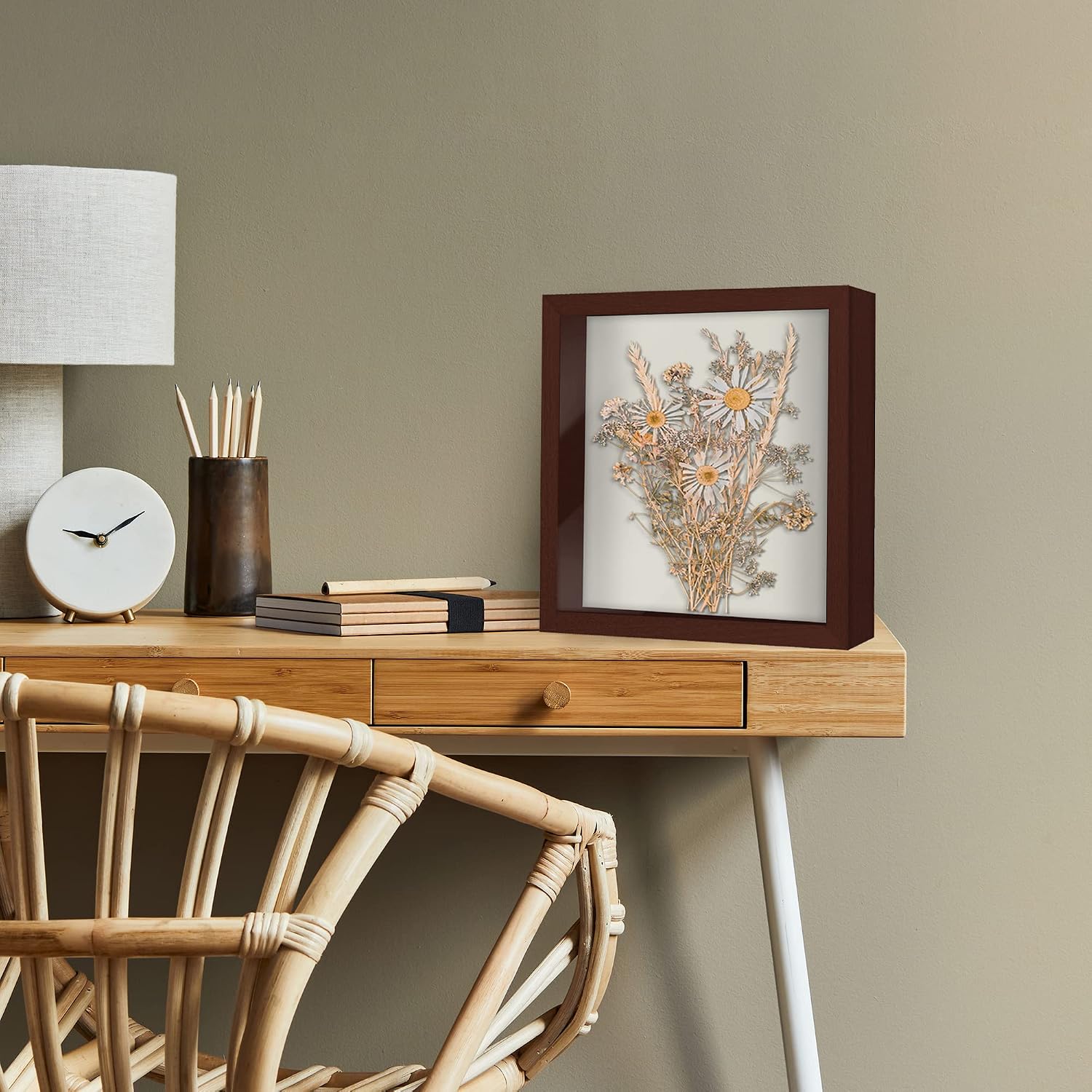 Americanflat 11x11 Shadow Box Frame - Engineered Wood - Mahogany | Shatter-resistant glass, 1.5 inch interior depth