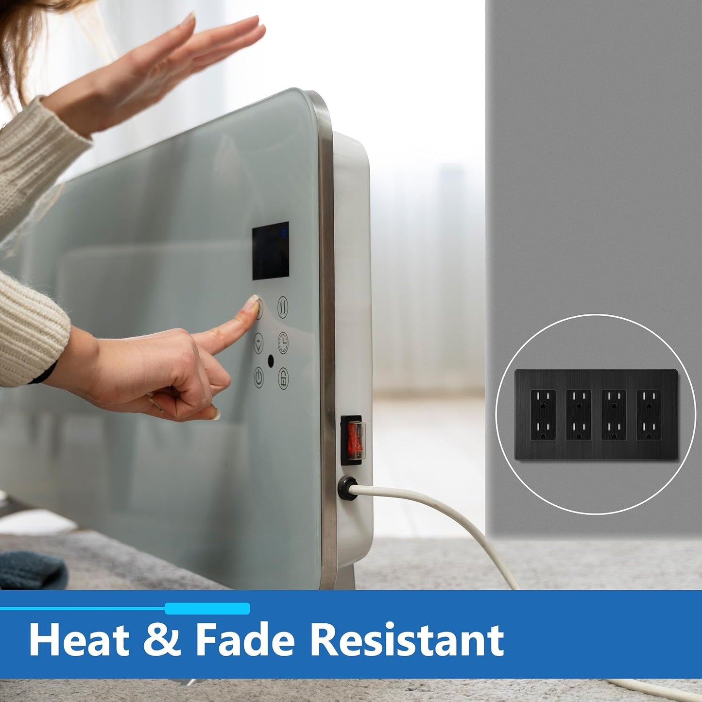 LIDER Screwless Metal-Surface Wall Plate, Mid-Size 4-Gang, Stainless Steel | Temperature And Impact Resistant