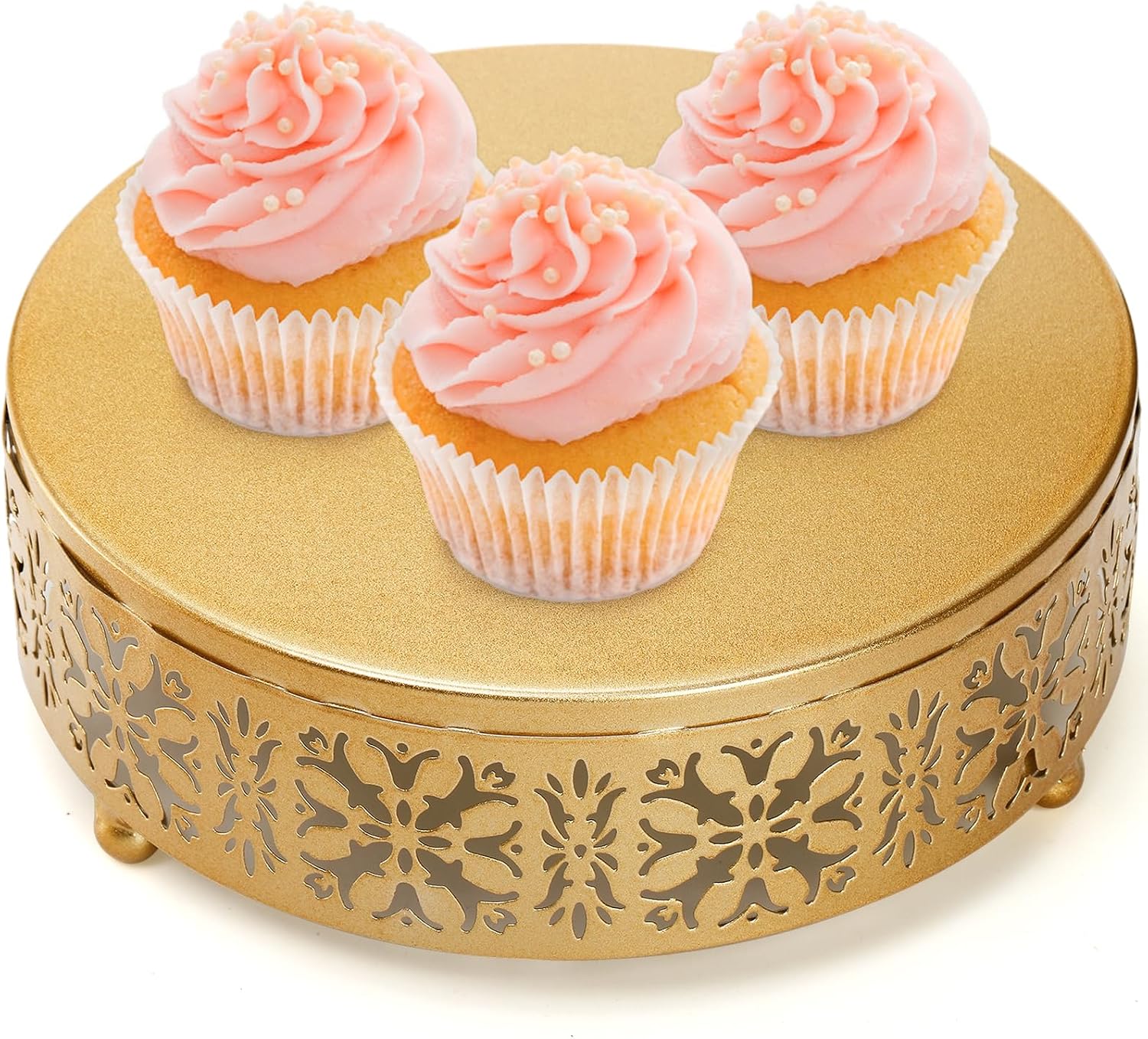 Coloch 3 Pieces Golden Cake Stand Set, 8/10/12 Inch Round Metal Dessert Display Stand Decorative Cake Holder Cupcake