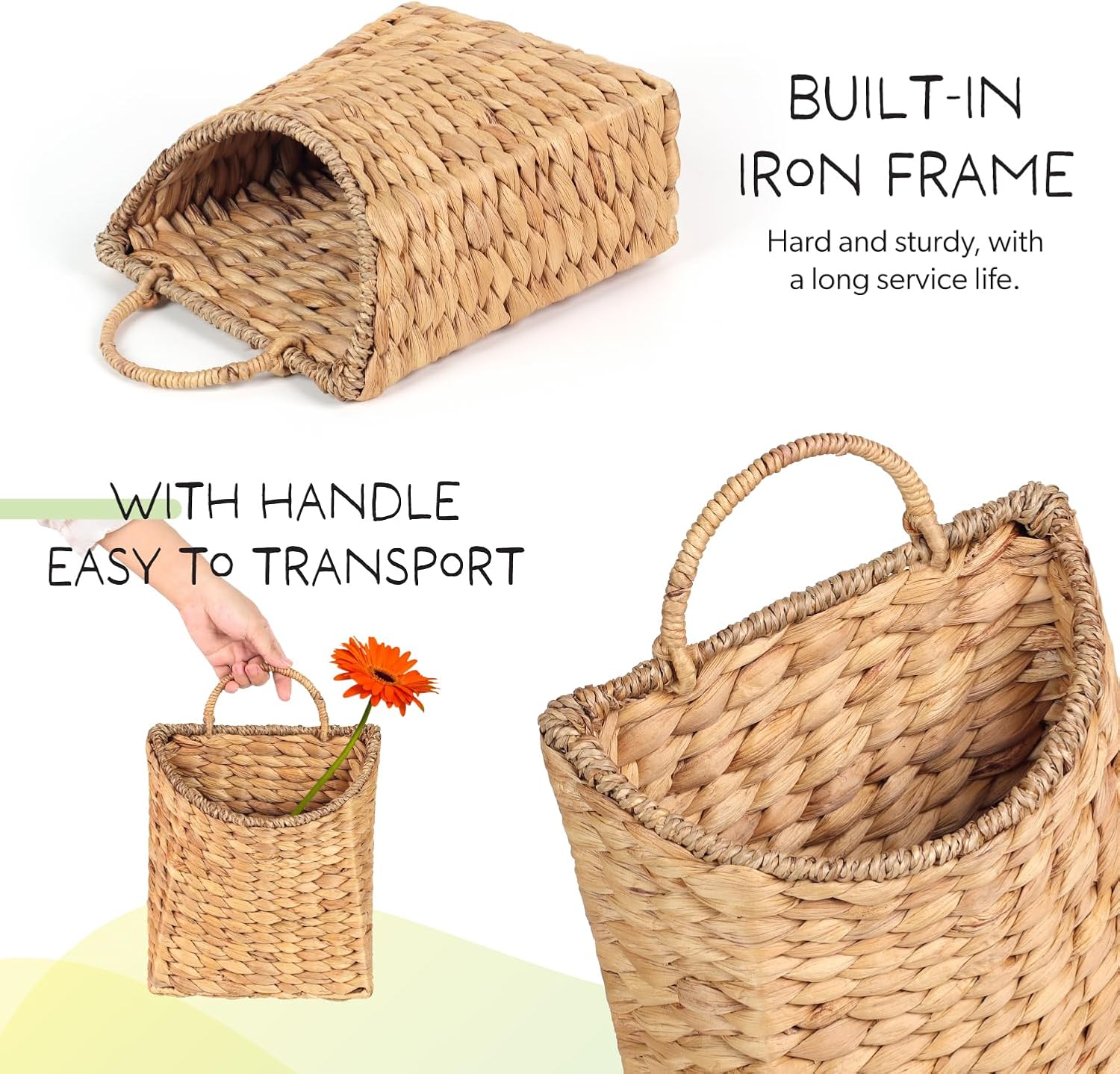 Hanging Wall Wicker Basket / Light Brown