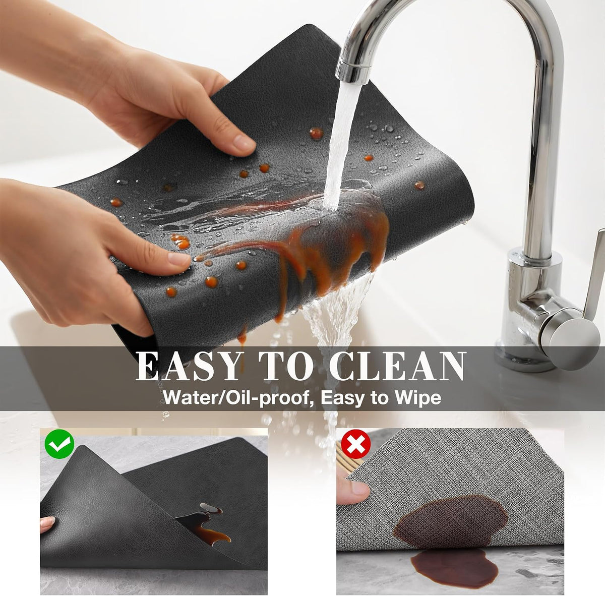 Roxifina Faux Leather Placemats Set of 8 - Vinyl Placemats Wipeable Waterproof Oil-Proof PU Place Mats Heat Resistant