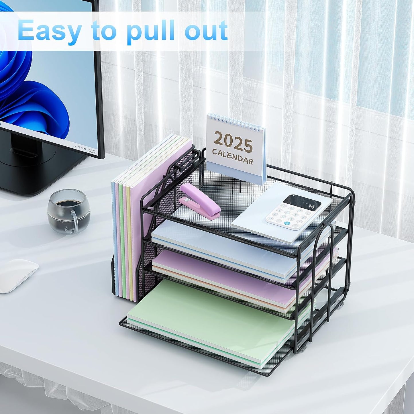 Spacrea 4-Tier Paper Organizer for Desk with File Organizer | Desk Organizers and Accessories Desk Accessories &