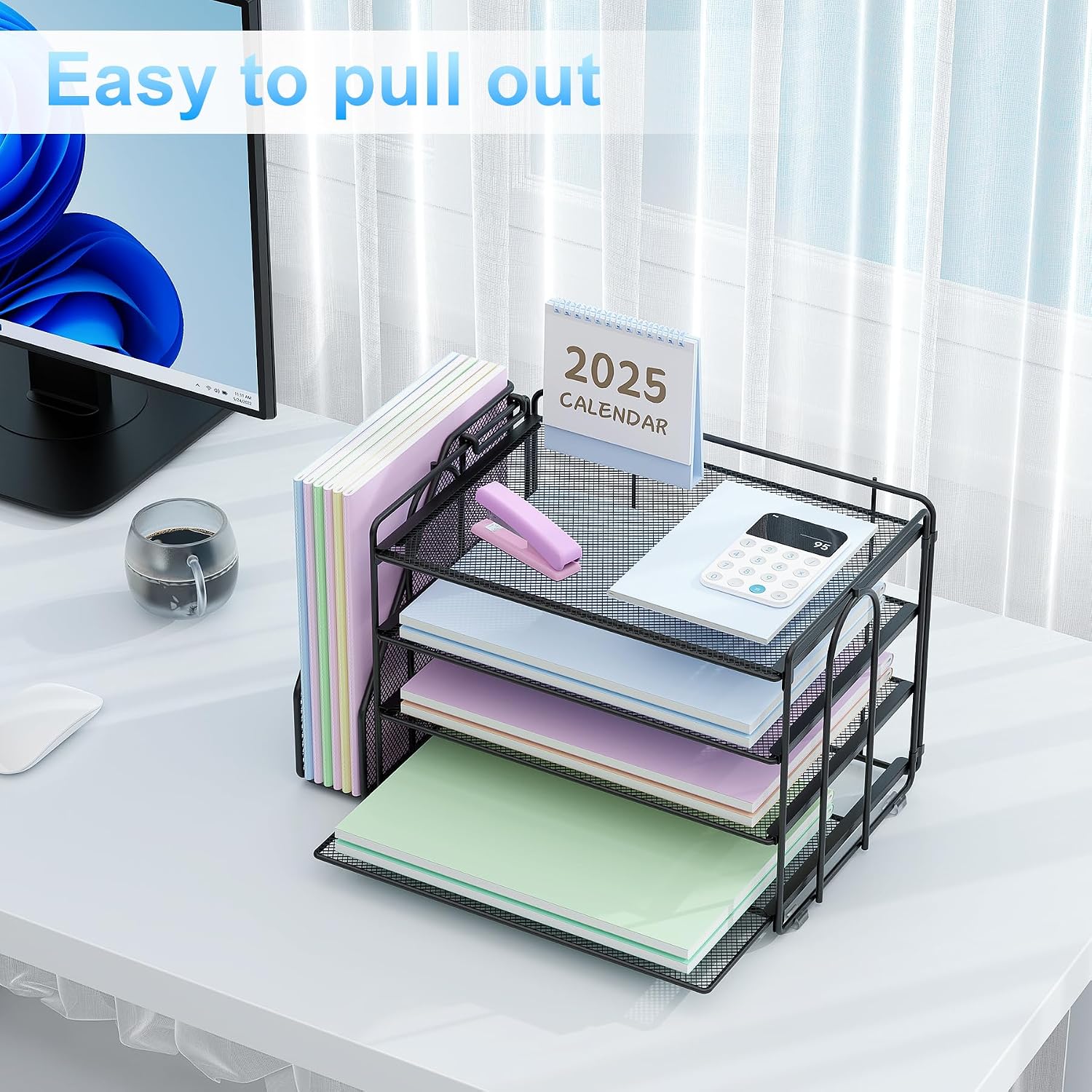 Spacrea 4-Tier Paper Organizer for Desk with File Organizer | Desk Organizers and Accessories Desk Accessories &