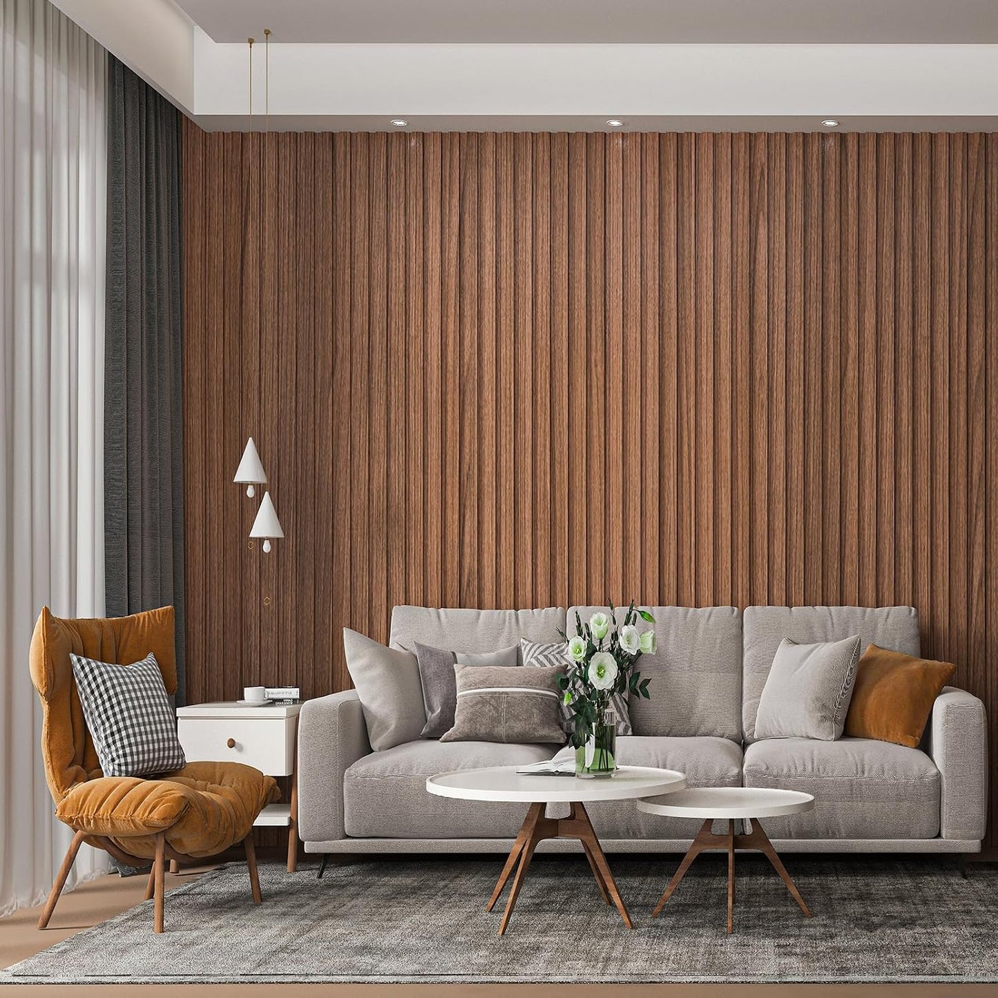 WPC Wainscoting Panels / 96 x 6 / Wood Finish / Warm Teak-square / Set of 8