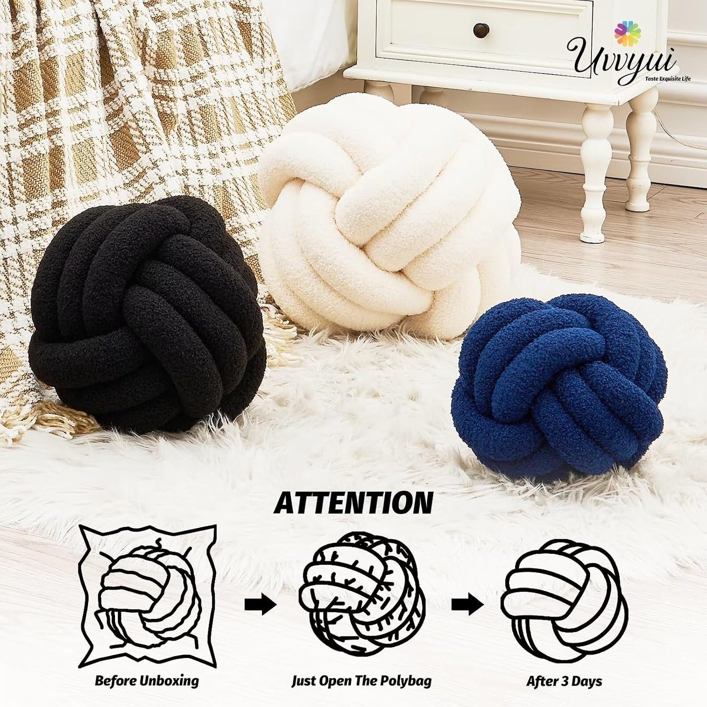 Knot Pillow Ball / Black / Small