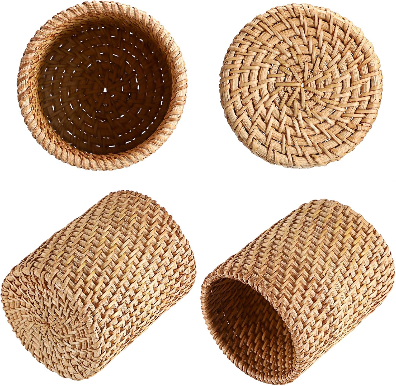Handmade Desk Pencil Holders Makeup Brush Holder Multi-Functional Woven Basket / Cylinder / Set of 3
