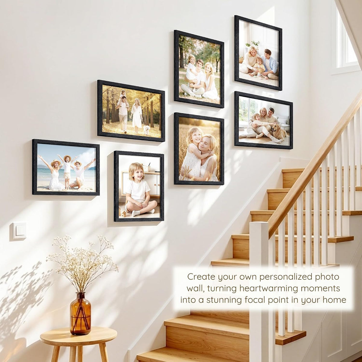 Wiscet 9x12 Picture Frame Set of 16, Black Woodgrain | Photo Frame with HD Plexiglass, for Wall or Tabletop